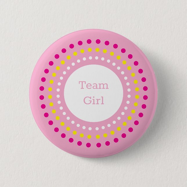 Farbige Punkte-Team-Mädchen-Geschlecht- Enthüllung Button (Vorderseite)