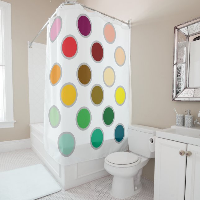 Farbige Punkte und Weiß Duschvorhang (Beispiel)