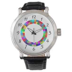 Farbige Puzzle-Design Armbanduhr