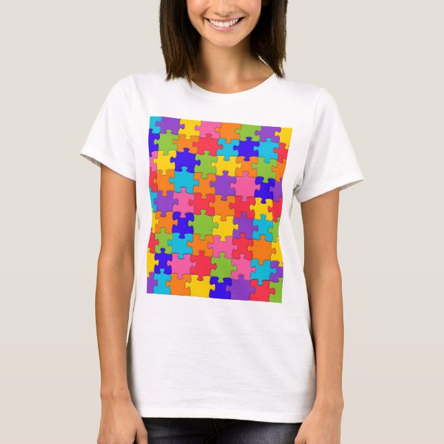 Farbige Puzzle Pieces Happy Puzzler T-Shirt (Vorderseite)