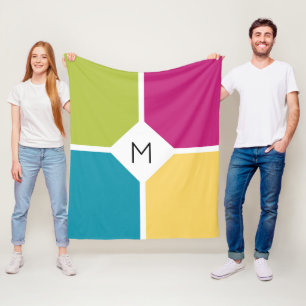 Farbige Quadranten   Sommerfarben   MONOGRAMM Fleecedecke