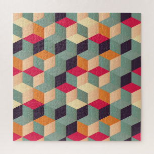 Farbige Quadrate, geometrisches Retro-Muster. Puzzle