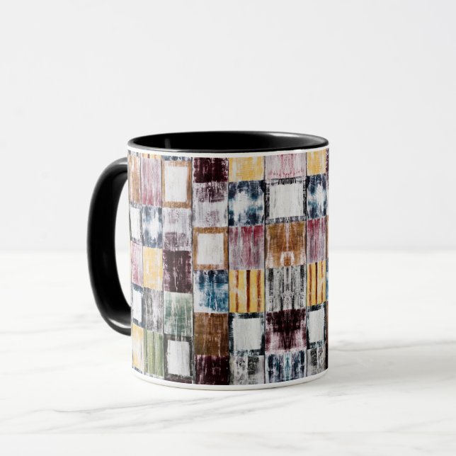 Farbige Quadrate Tasse (Vorderseite Links)