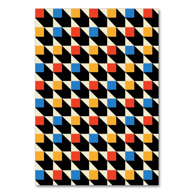 Farbige Quadrate Tischkarten Tischnummer (Vorderseite)