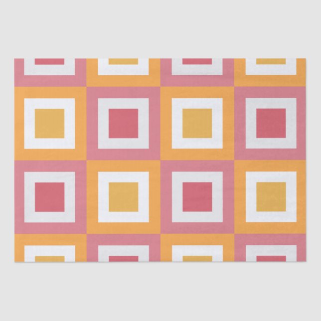 Farbige quadratische Geometrie Seidenpapier (Vorderseite)