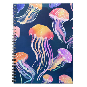 Farbige Quallen   Ozean Tier Aquarell Notizblock