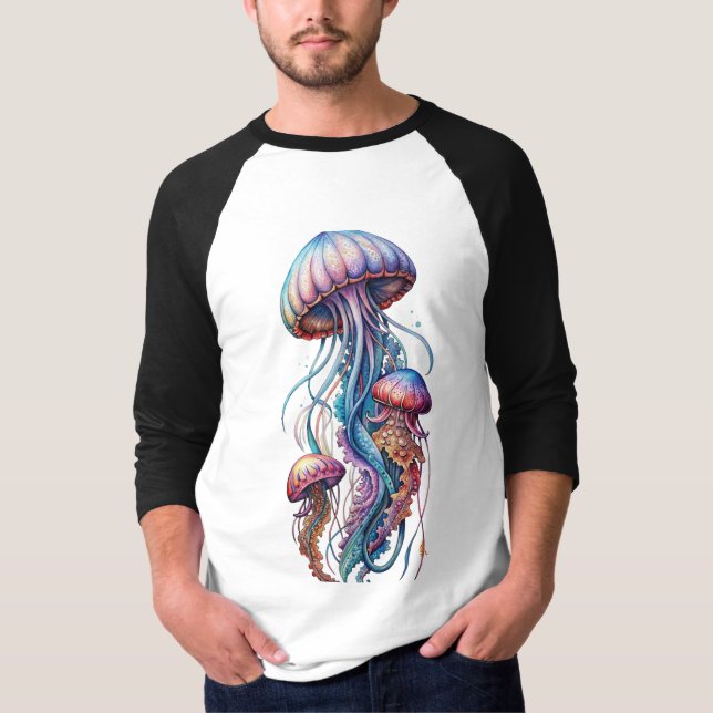 Farbige Quallen T-Shirt Design (Vorderseite)