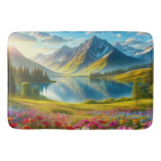 Farbige Quelle/blühender Bergsee Badematte (Vorderseite)