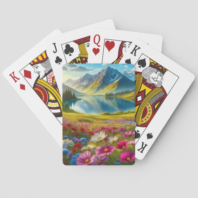 Farbige Quelle/blühender Bergsee Spielkarten (Rückseite)