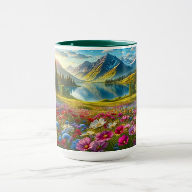Farbige Quelle/blühender Bergsee Tasse (Zentrum)