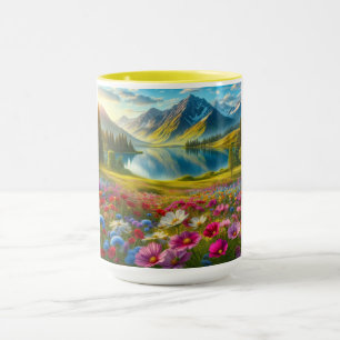 Farbige Quelle/blühender Bergsee Tasse
