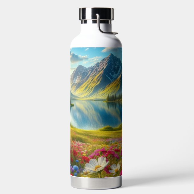 Farbige Quelle/blühender Bergsee Trinkflasche (links)