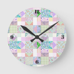 Farbige Quiltuhr-Nähzimmer-Dekoration Runde Wanduhr