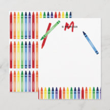 Farbige Rainbow Crayons Niedlich Monogram Kids