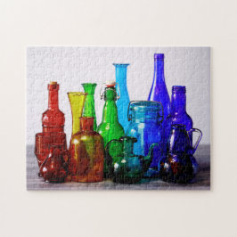 Farbige Rainbow-Glasflasche Puzzle