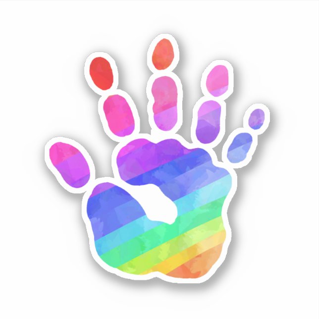 Farbige Rainbow-Handprint-Liebe Künstler Aufkleber (Vorderseite)