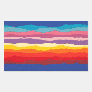 Farbige Ränder aus gerissenem Papier. Rechteckiger Aufkleber