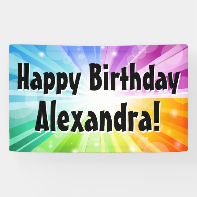 Farbige Rays Custom Birthday Party Banner (Horizontal)