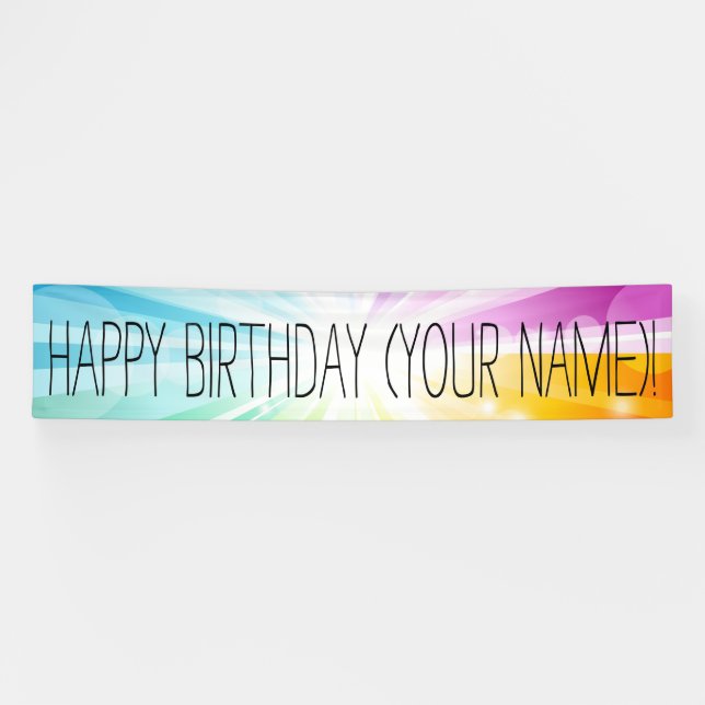Farbige Rays Personalisiert Geburtstagsparty Banne Banner (Horizontal)