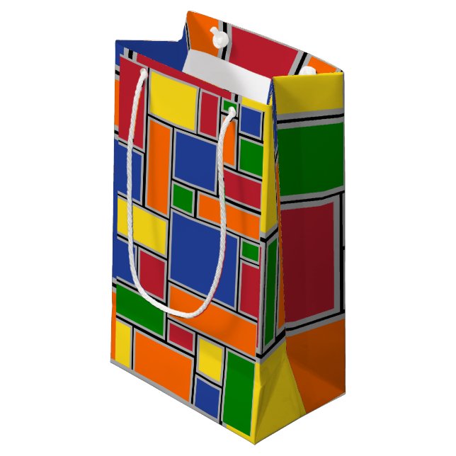 Farbige Rechtecke Kleine Geschenktüte (Vorderseite Schrägansicht)