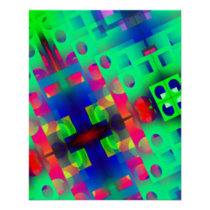 Farbige Rechtecke mit Loch, in der Mitte gesunken Poster