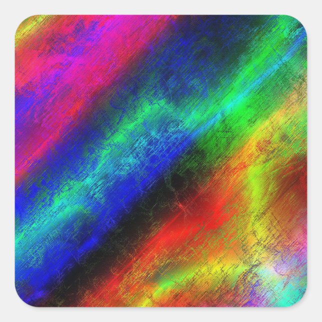 farbige Regenbogen-abstrakte Textur Quadratischer Aufkleber (Vorderseite)