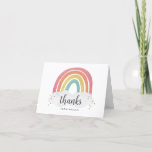 Farbige Regenbogen-Calligraphy-Kindergeburtstag Dankeskarte