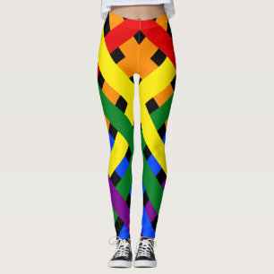 Farbige Regenbogen-Diagonalstreifen Leggings
