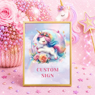 Farbige Regenbogen-Einhorn-Mädchen-Geburtstags-Tis Poster