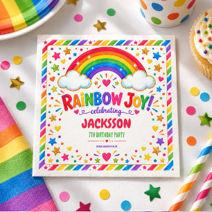 Farbige Regenbogen Freude 7. Geburtstags-Party für Serviette