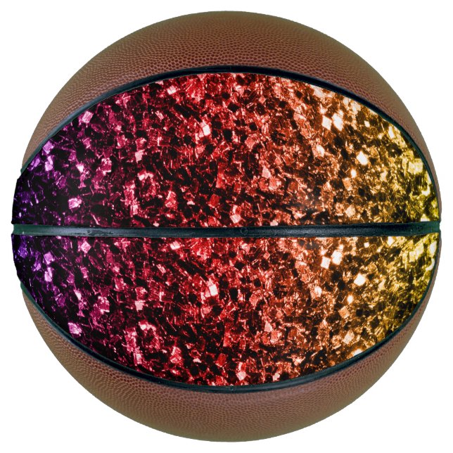 Farbige Regenbogen-Imitate Glitzer Glitzern Basketball (Vorderseite)
