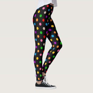 Farbige Regenbogen-Kühn-Punkte-Design in schwarz Leggings