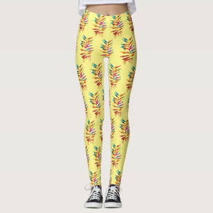FARBIGE REGENBOGEN-KUNSTBLÄTTER LEGGINGS