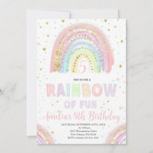 Farbige Regenbogen-Mädchenparty, Regenbogen des Sp Einladung