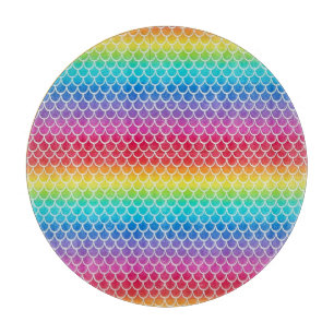 Farbige Regenbogen-Meerjungfrau Schuppen  Schneidebrett