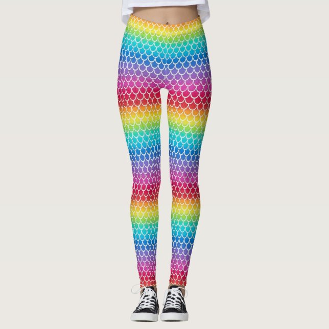 Farbige Regenbogen-Mermaid-Waagen für Leggings (Vorderseite)
