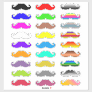 Farbige Regenbogen-Mustaches Aufkleber