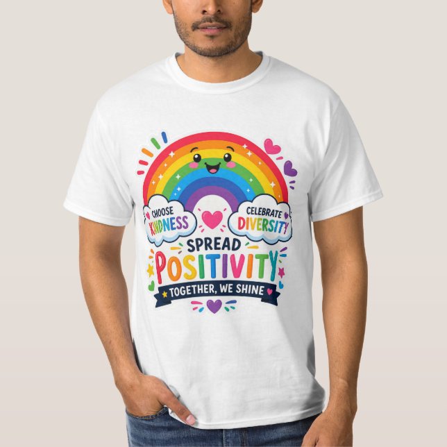 Farbige Regenbogen Positivität & Vielfalt T-Shirt (Vorderseite)