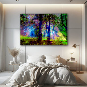 Farbige Regenbogenbäume Enchanted Forest Poster