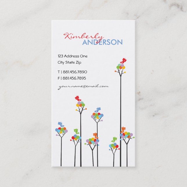 Farbige Regenbogenblöcke und Niedliche Tweetend Vö Visitenkarte (Vorderseite)