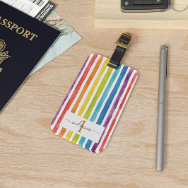 Farbige Regenbogenfarben, Monogramm Name Wasserfar Gepäckanhänger
