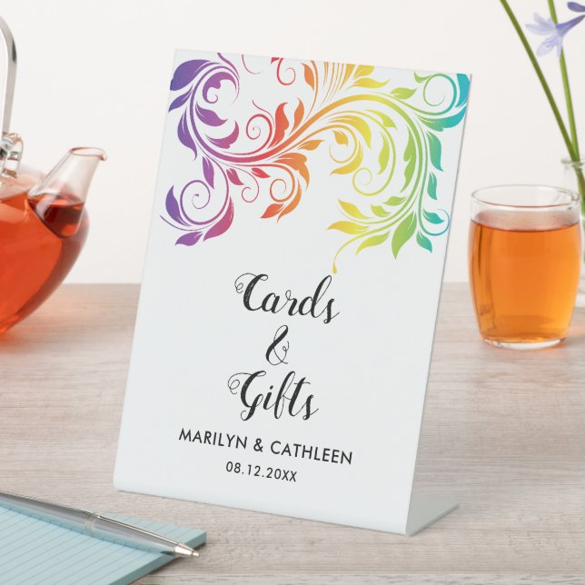 Farbige Regenbogenfarben, schwul-lesbische Hochzei Sockelschild (In Situ)