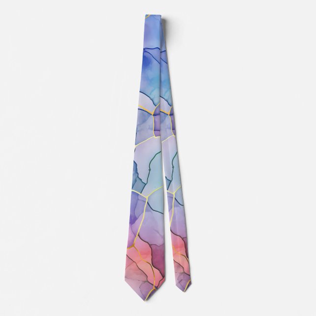 Farbige Regenbogenfarben und Alkoholblasen - Desig Krawatte (Vorderseite)