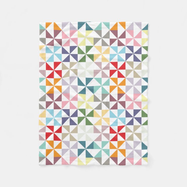 Farbige Regenbogengeometrie Pinwheels Fleecedecke (Vorderseite)