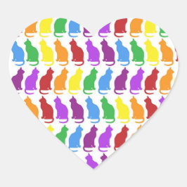 Farbige Regenbogenkatzenaufkleber Herz-Aufkleber