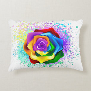 Farbige Regenbogenrose Dekokissen