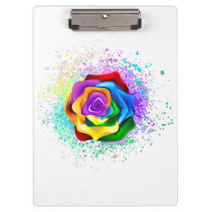 Farbige Regenbogenrose Klemmbrett