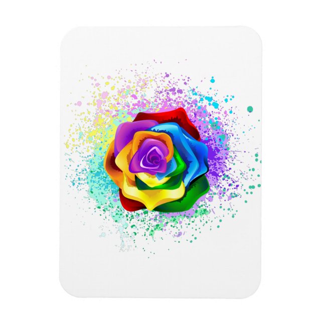 Farbige Regenbogenrose Magnet (Vertikal)