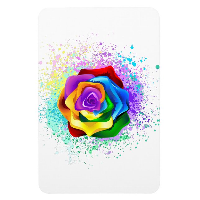 Farbige Regenbogenrose Magnet (Vertikal)
