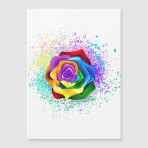 Farbige Regenbogenrose Magnetkarte